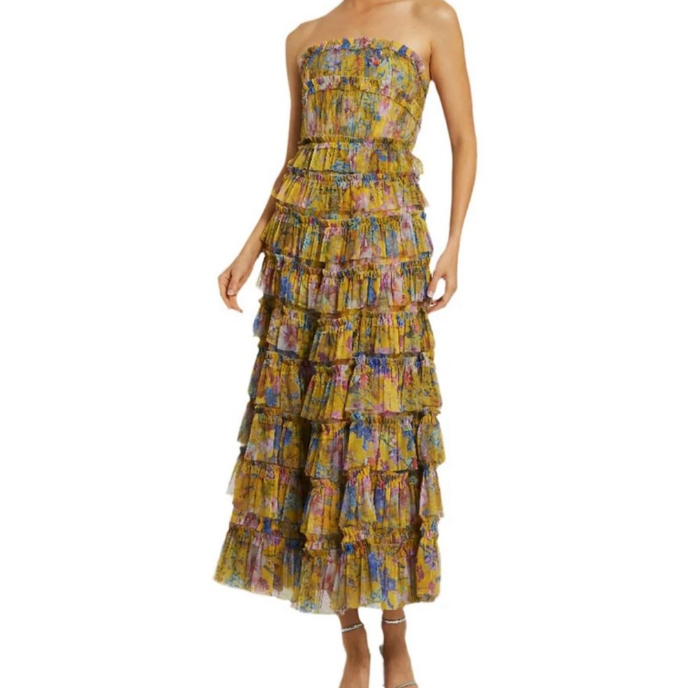 Floral Strapless Midi Dress